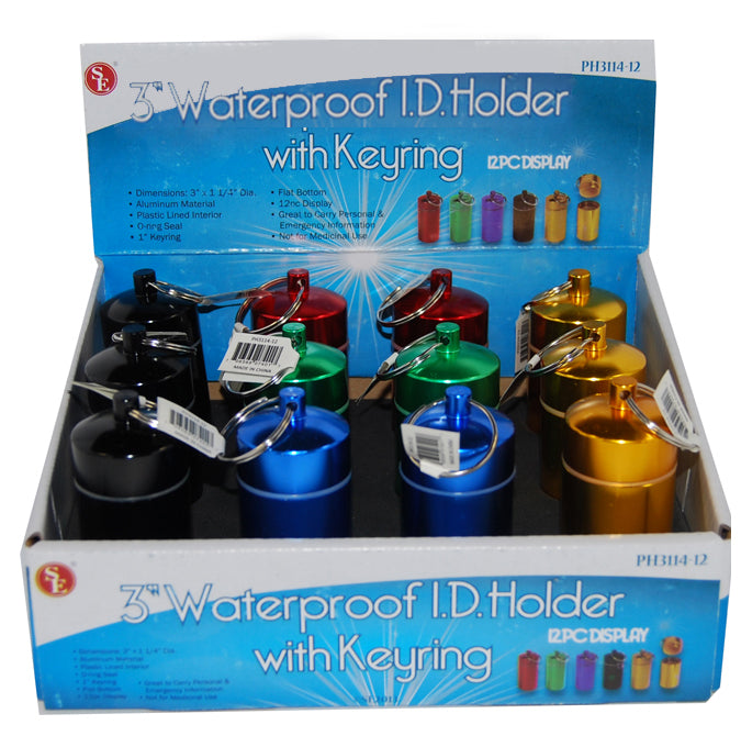 Jumbo Pill/Id Holder W/Key Ring , Assorted Colors (3"X 1.1/4")