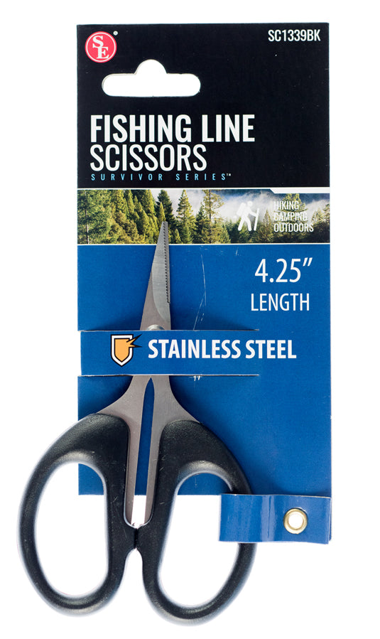 4-1/4 Fishing Line Scissors Stainless Steel Blades With Black Handle –  Prospector's Treasure Trove