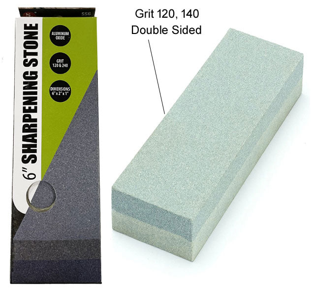 6" Double Sided Aluminum Oxide Sharpening Stone (6"x2"x1") Grits 120/140